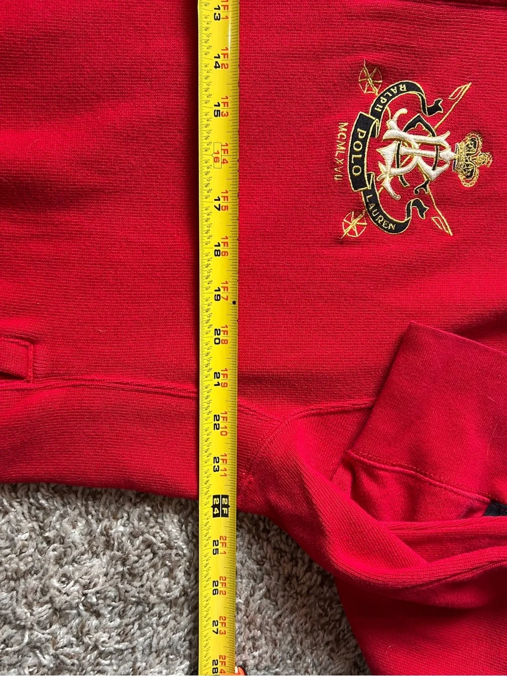 VTG Polo Ralph Lauren RL Gothic Crown Crest Zip Pullover Sweater Size L